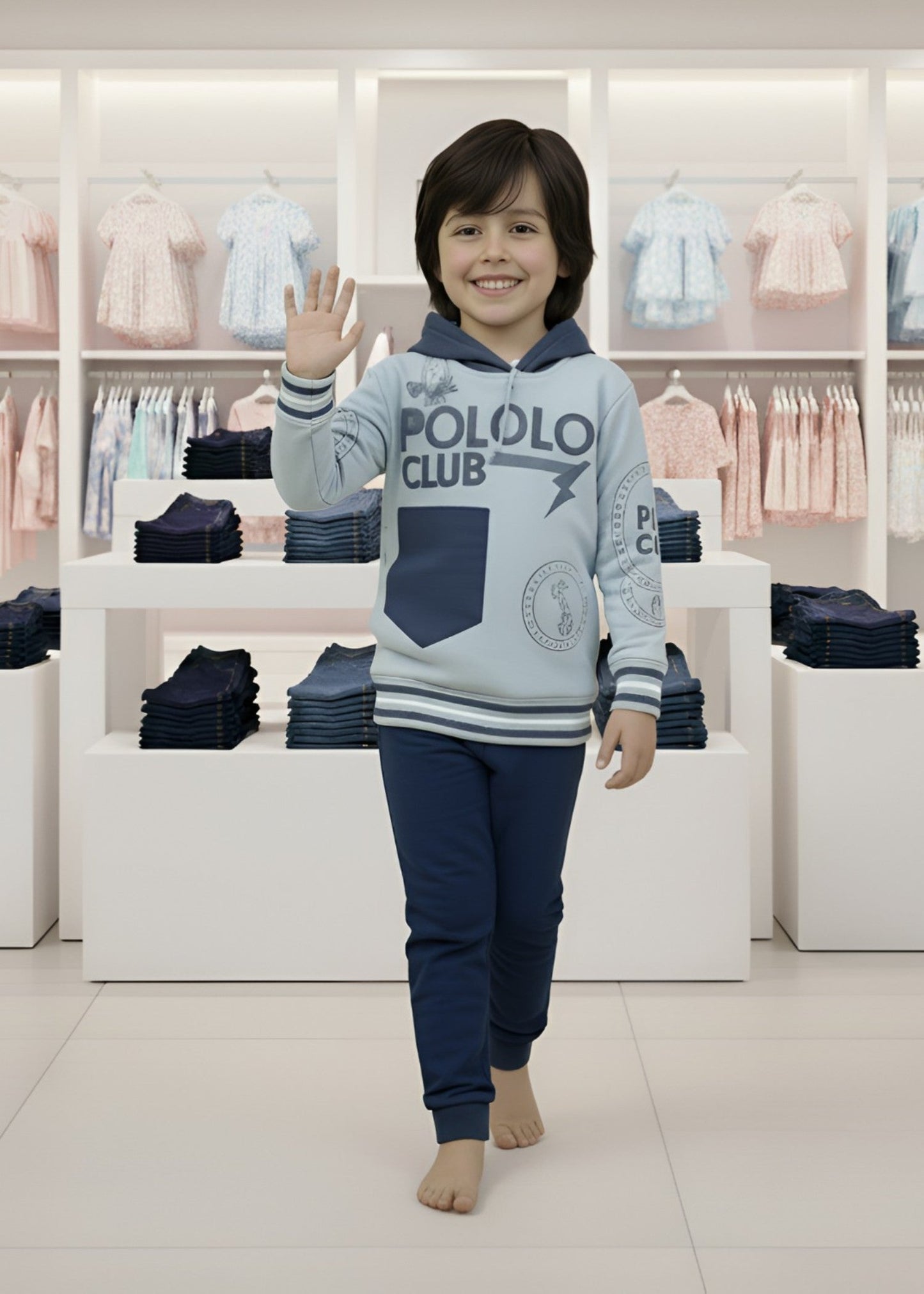 Cloud Blue 2 Pcs Hoodie Set KH 012