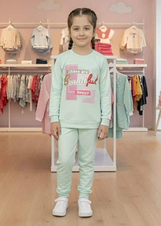 Tea Green 2 Pcs Sweatshirts Suit KH 039