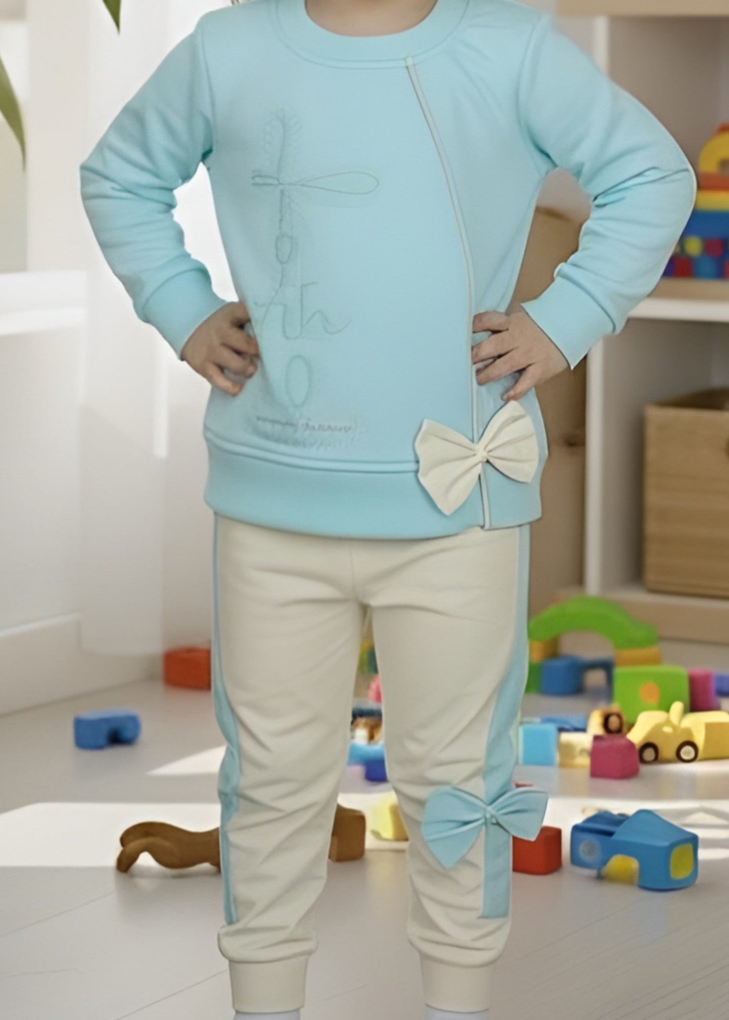 Powder Blue 2 Pcs Sweatshirt Suit KH 031