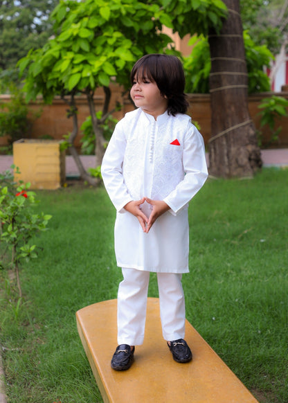 White Waistcoat Suit-KC 049