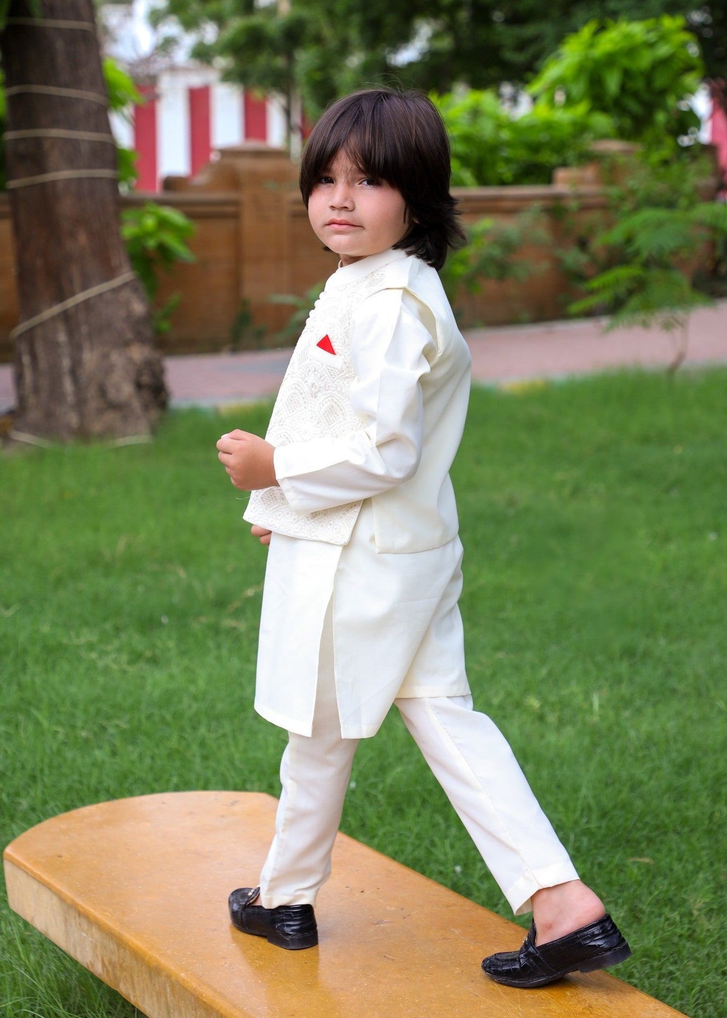 Cream White Waistcoat Suit-KC 048