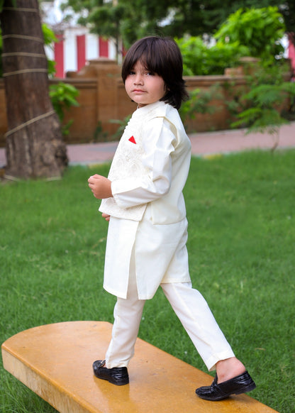 Cream White Waistcoat Suit-KC 048