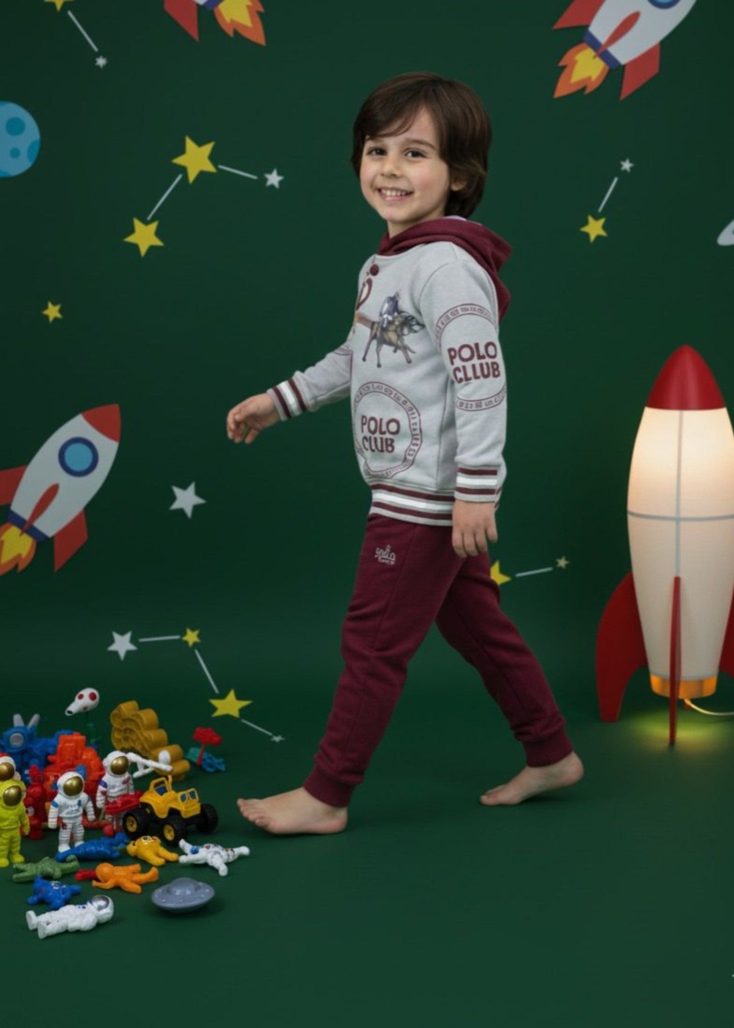 Cool Grey 2 Pcs Hoodie Set KH 013
