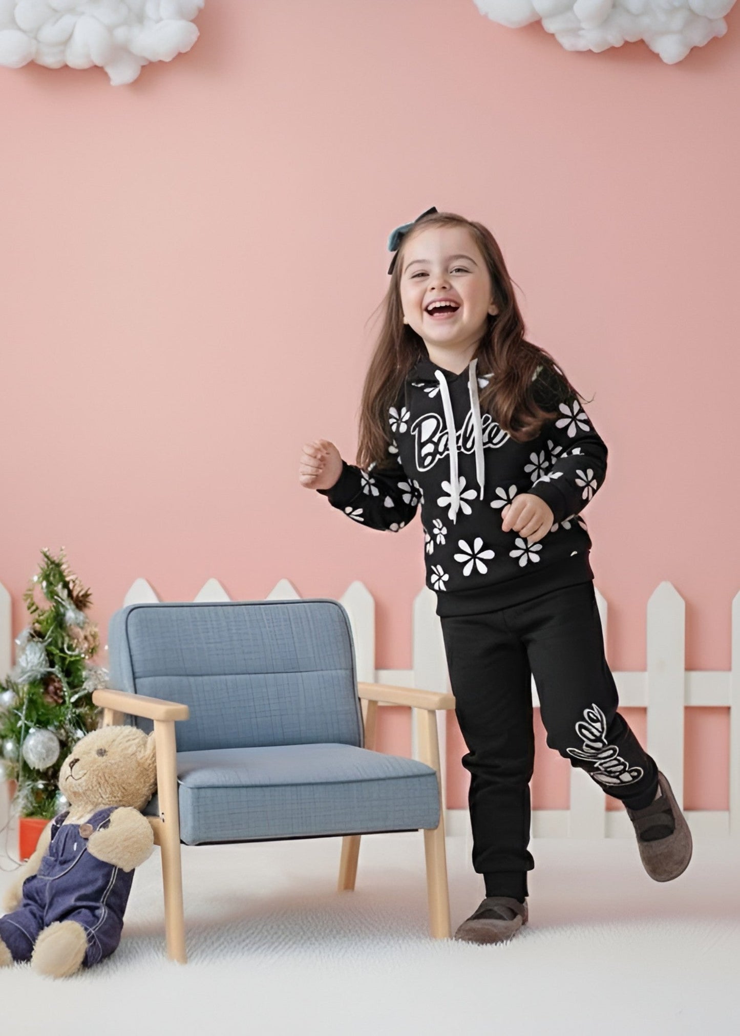 Deep Black 2 Pcs Hoodie Suit KH 021