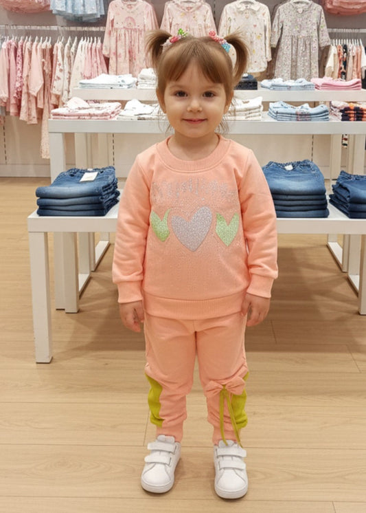 Peach Orange 2 Pcs Hoodie Suit KH 029