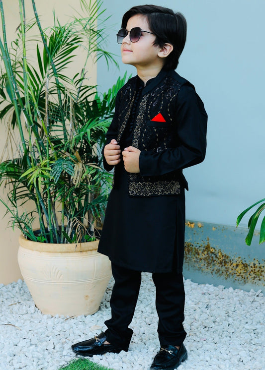 Black Waistcoat Suit AHW 008