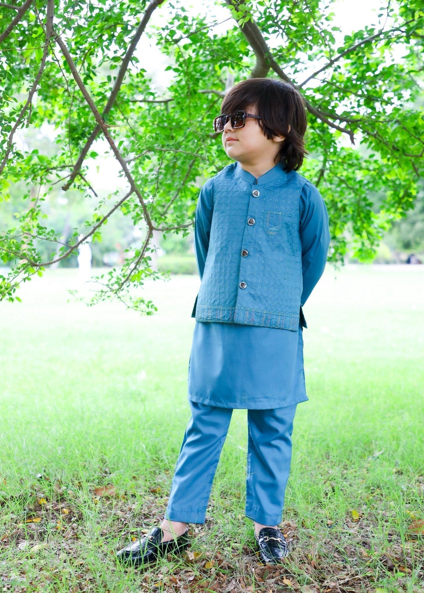 Sky Blue Waistcoat Suit-KC 035
